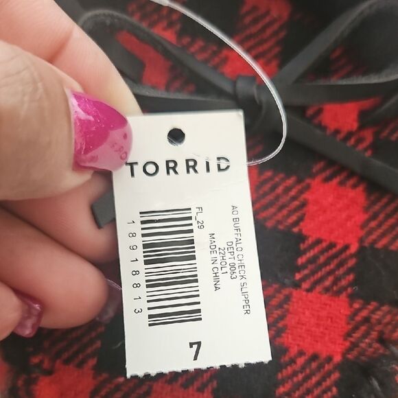 Torrid Red and Black Checkered Moccasin Slippers - Picture 7 of 16